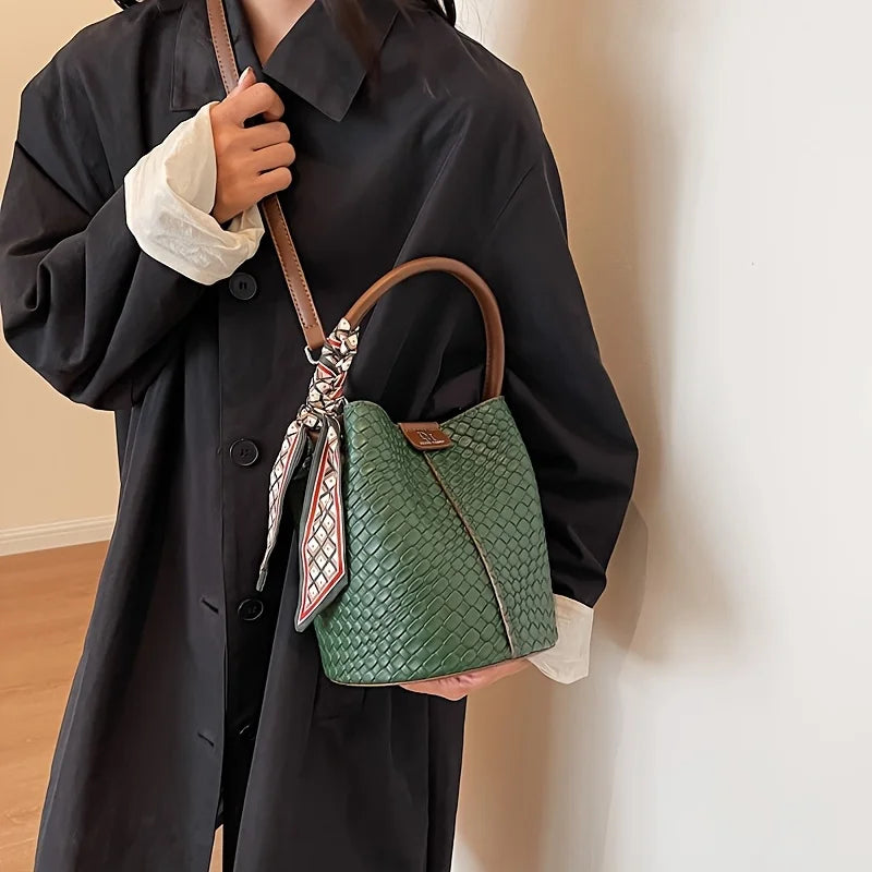 Bolso Bandolera Cubo Efecto Trenzado para Mujer