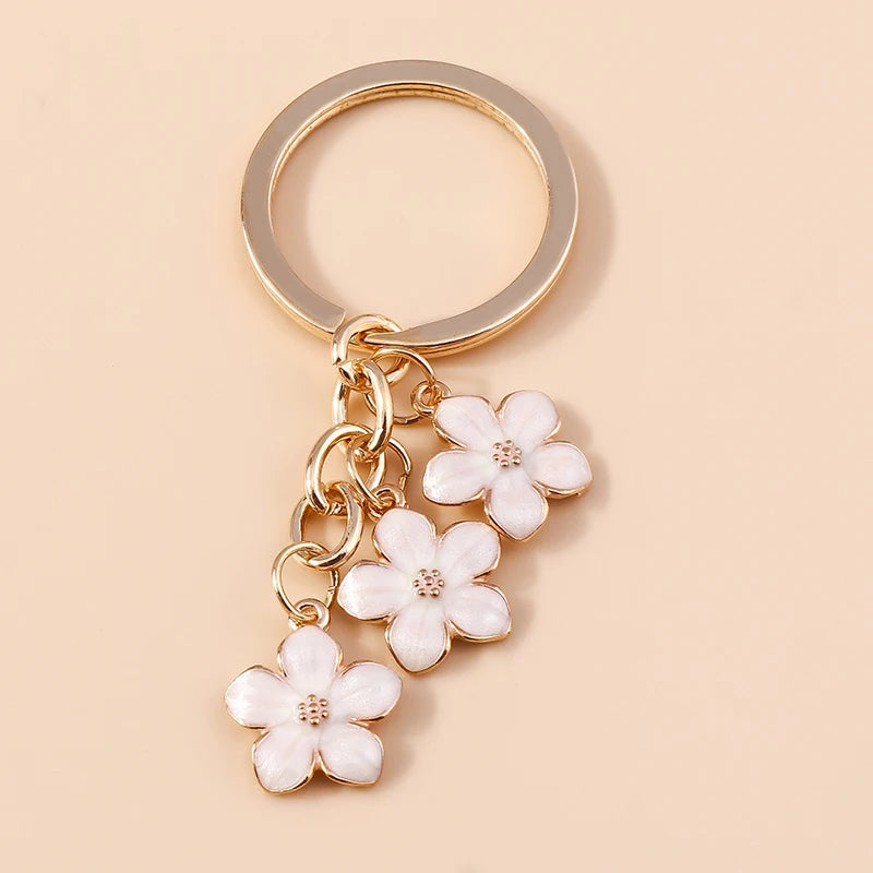 Lilac Enamel Sakura Flower Keychain: Japanese Elegance