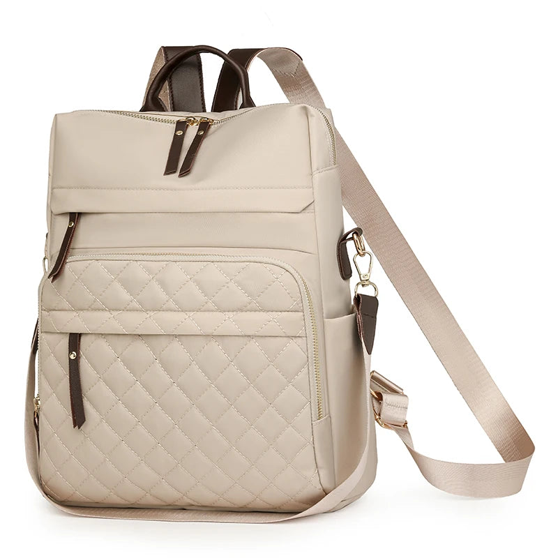 Mochila de Nailon Acolchada para Mujer – Estilo Coreano y Gran Capacidad