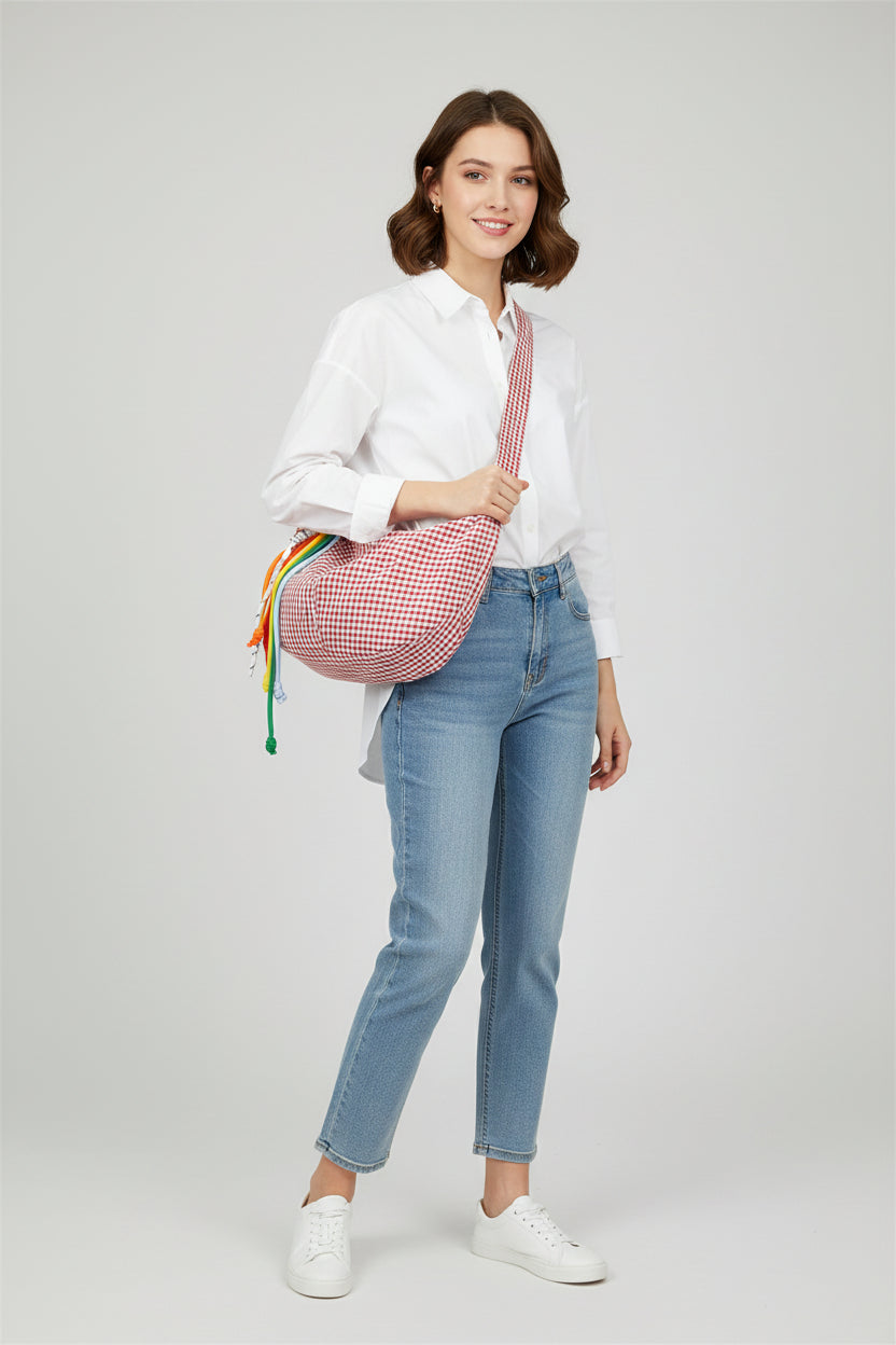 Bolso Bandolera de Cuadros Microfibra para Mujer