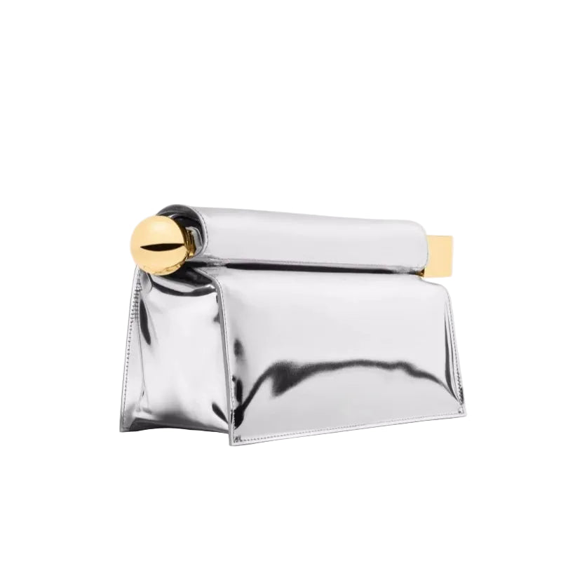 Elegant Gold and Silver Clutch - Minimalist Party Bag