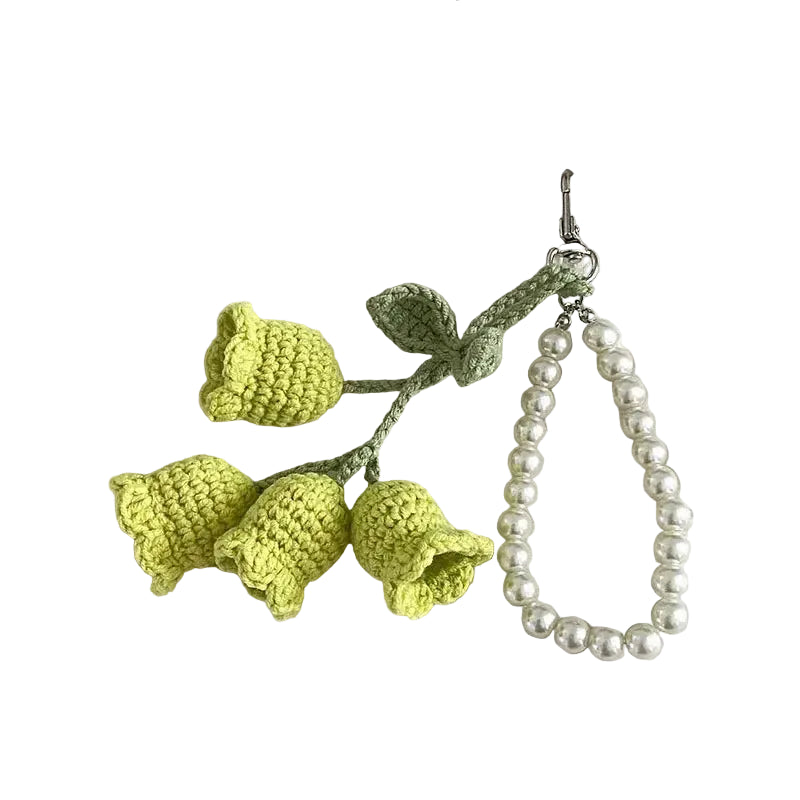 Green Crochet Orchid with Pearls: Natural Freshness