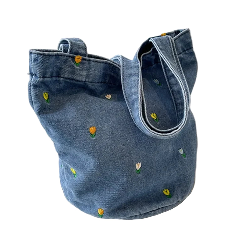 Bolso Bucket Denim Casual – Estilo Vintage Ultraligero