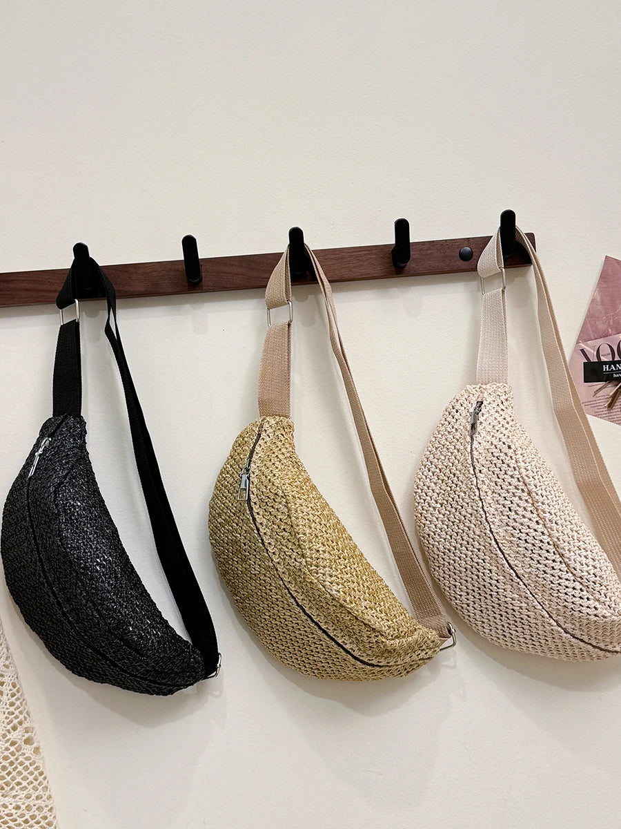Bolso Riñonera Tejido Estilo Rafia para Playa