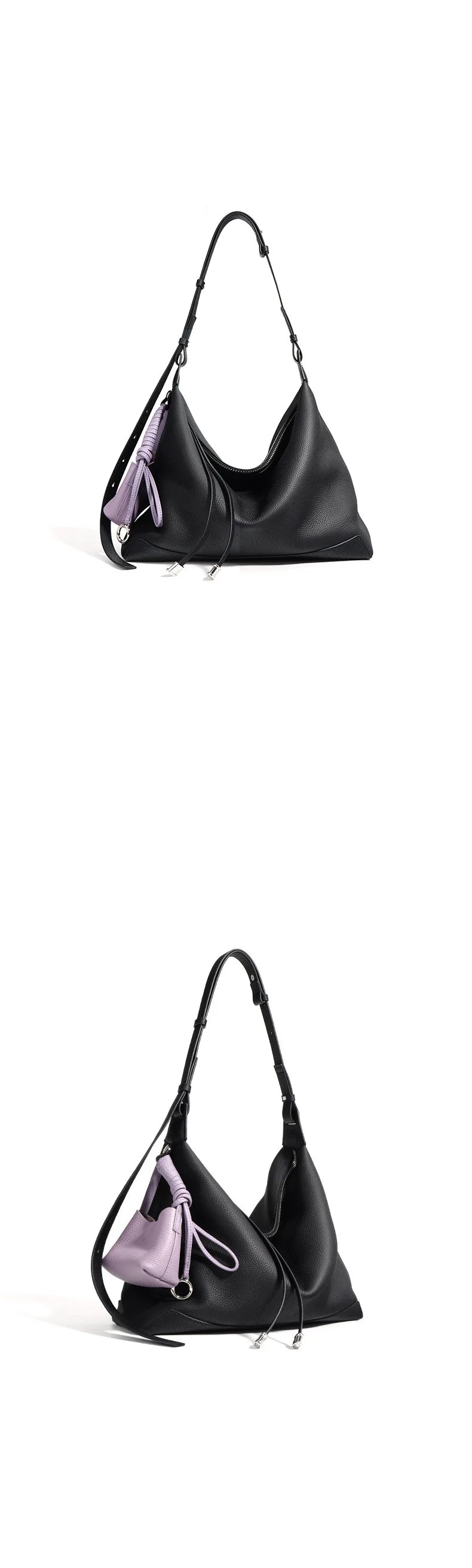 New Ins Chic Designer Large Capacity Commuter Tote First Layer Genuine Cow Leather Women's Handbag with Small Purse