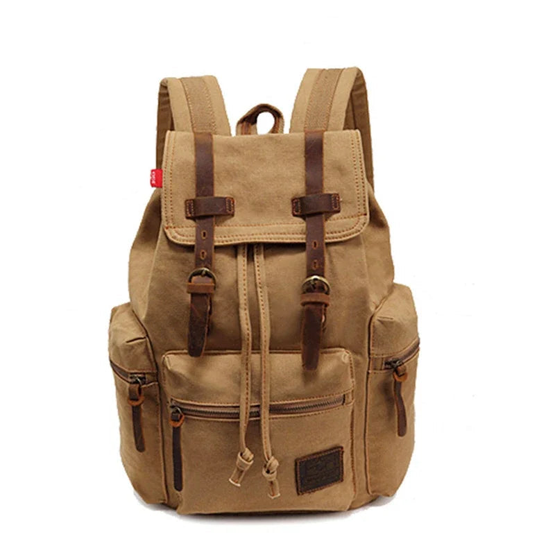 Canvas Retro Men's Bag Backpack Suitable for 14 Inch Laptop Vintage 36-55L Wear-resistant Backpack Coffee Dropshipping