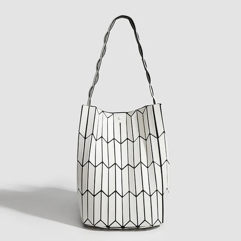 Geometric PVC Bucket Bag – Modern Niche and Versatile Design