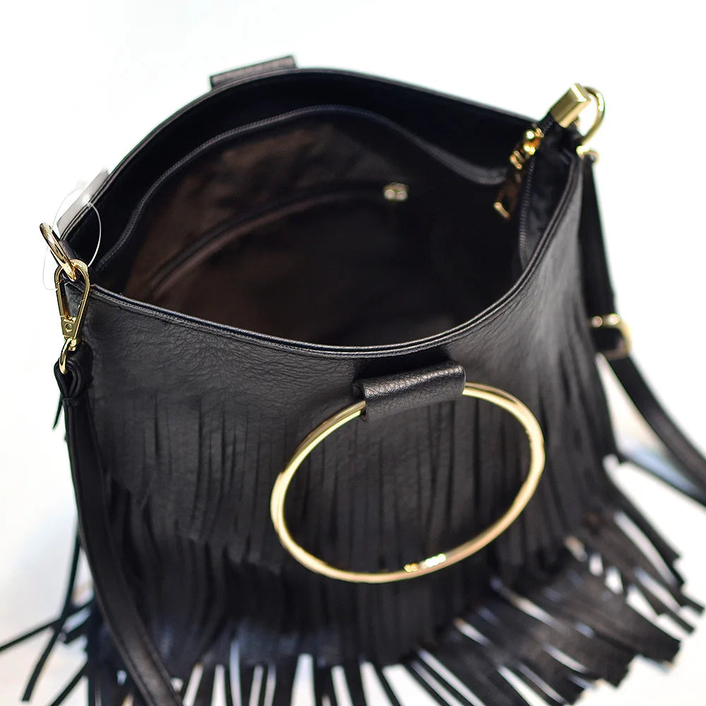 Bolso Cuadrado de PU con Flecos – Estilo Fashion y Versátil