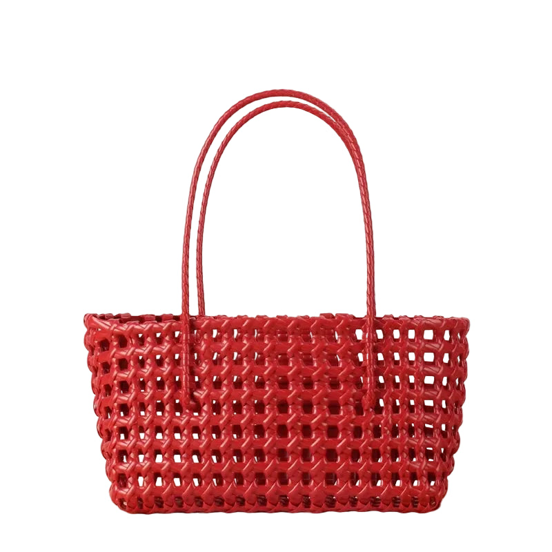Red Cut-Out PVC Shoulder Bag – High-Impact Geometric Design