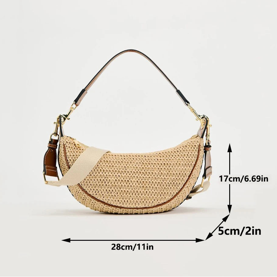 Bolso Bandolera de Rafia Tejida Compacto para Playa