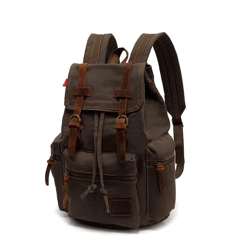 Canvas Retro Men's Bag Backpack Suitable for 14 Inch Laptop Vintage 36-55L Wear-resistant Backpack Coffee Dropshipping
