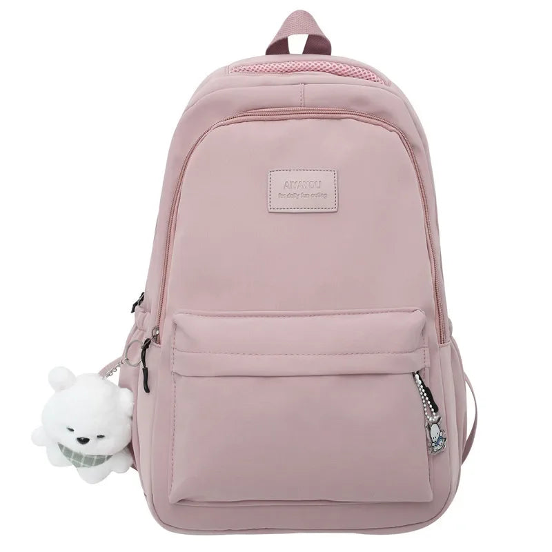 Mochila Rosa de Nailon Impermeable – Femenina, Práctica y Elegante
