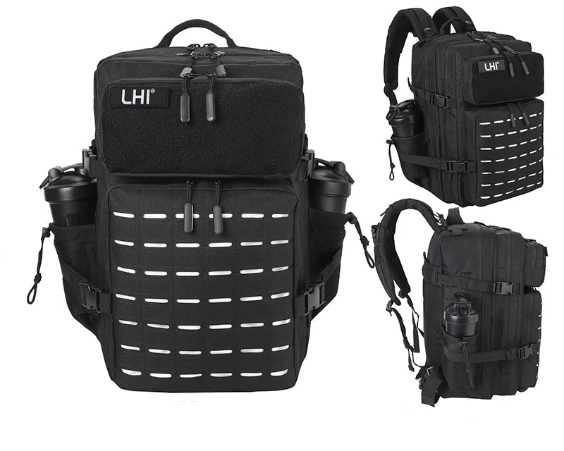 45L Tactical Backpack for Travel and Hiking in Black Oxford Fabric – Durable and High-Performance