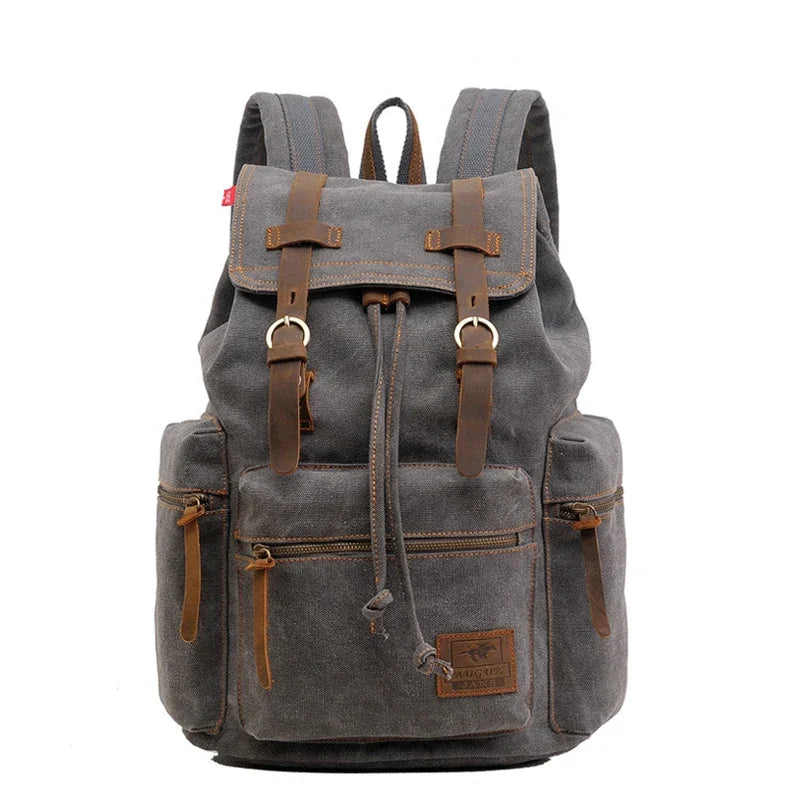Canvas Retro Men's Bag Backpack Suitable for 14 Inch Laptop Vintage 36-55L Wear-resistant Backpack Coffee Dropshipping