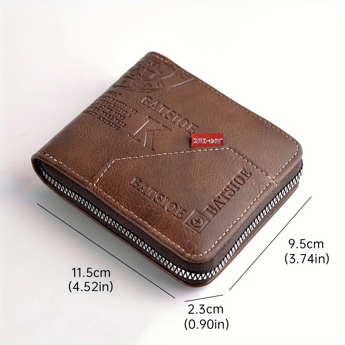 Cartera Vintage con Cremallera Efecto Piel Encerada para Hombre