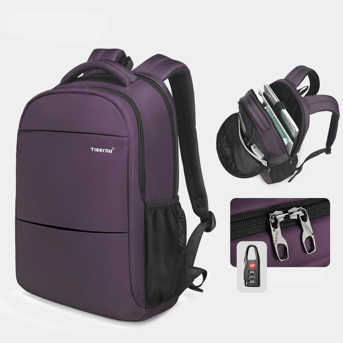 Mochila Antirrobo Impermeable para Portátil Morada 15,6 – Estilo, Seguridad y Funcionalidad