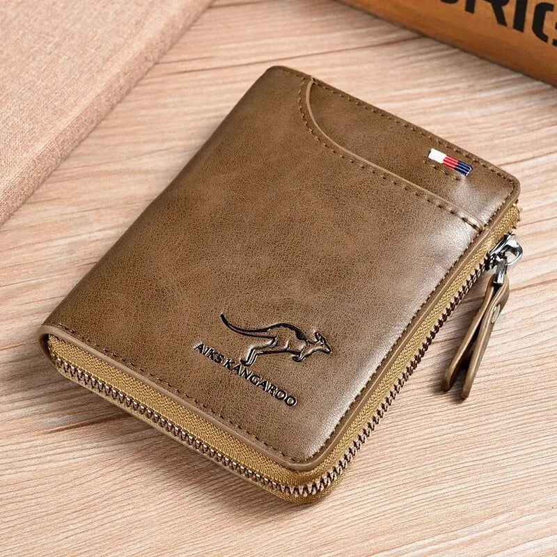 Cartera Vertical con Cremallera y Protección RFID para Hombre