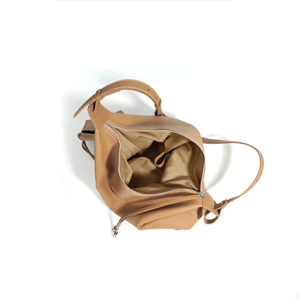 New Ins Chic Designer Large Capacity Commuter Tote First Layer Genuine Cow Leather Women's Handbag with Small Purse