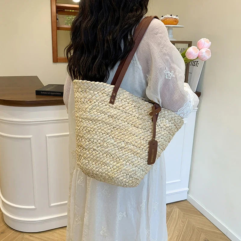 Bolso Shopper de Rafia Cesta para Playa y Verano