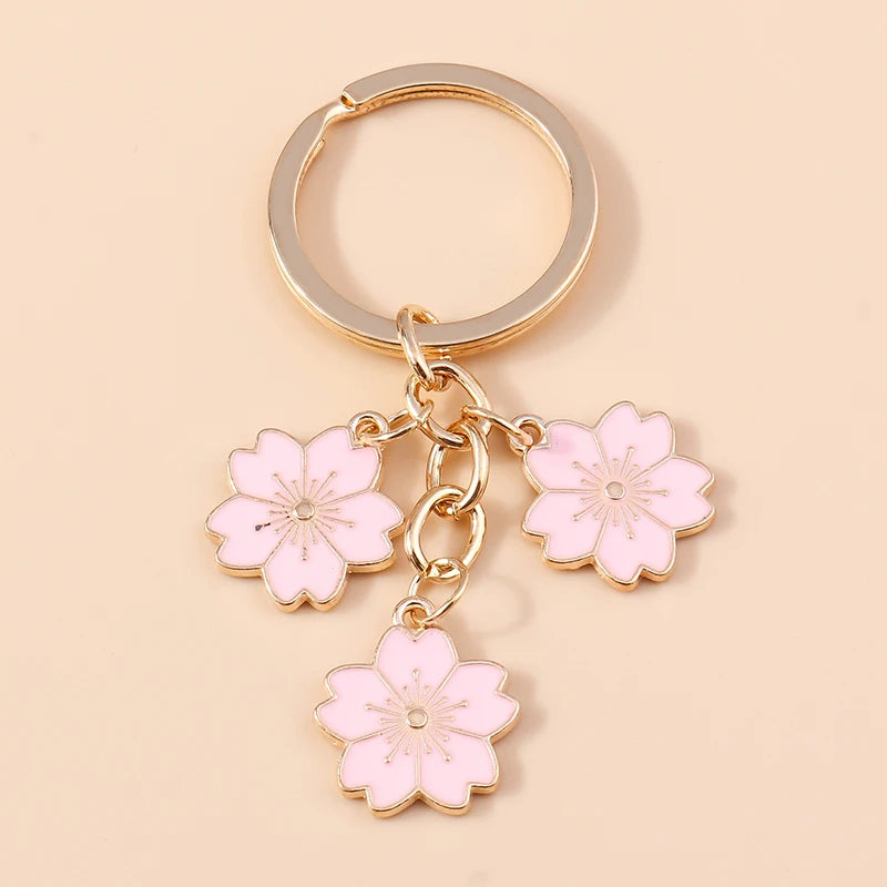 Lilac Enamel Sakura Flower Keychain: Japanese Elegance