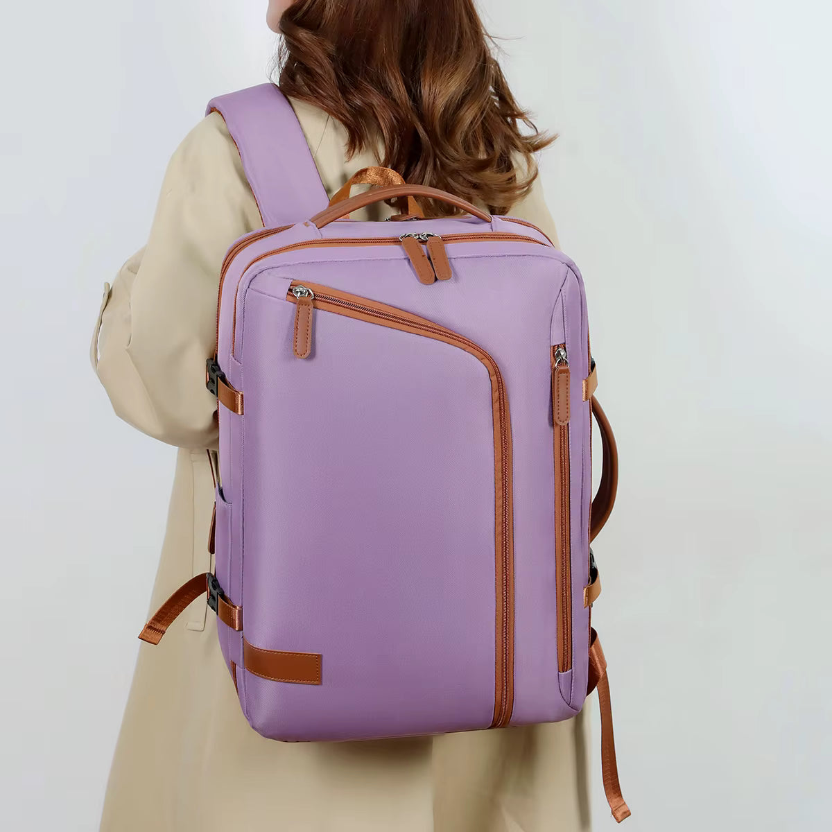 Ultralight Lilac Nylon Backpack – Soft Functionality and Modern Style